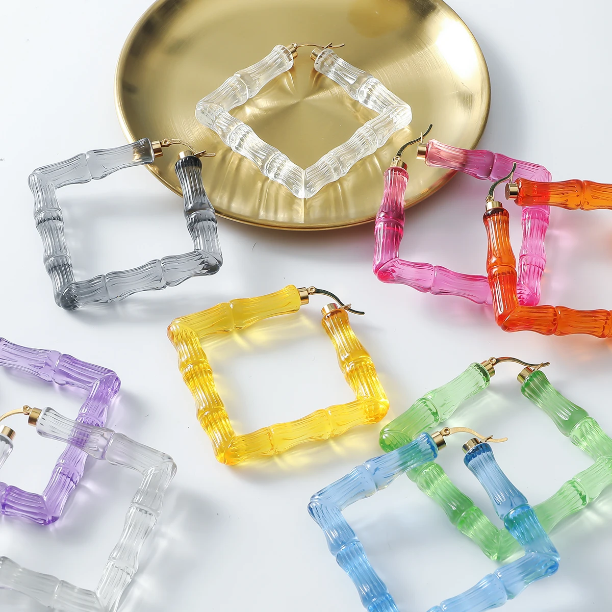 Jy New Bamboo Resin Diamond Shape Earring The Party Girl Has Big Ears