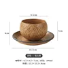 Coconut shell coffee cup and saucer - retro yellow