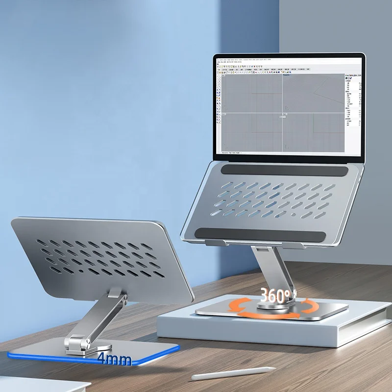 Лидер продаж, подставка для ноутбука с 360 поворотным основанием для настольного ноутбука, регулируемая высота, складной портативный алюминиевый держатель для ноутбука