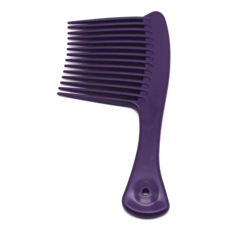 Breitzahnkamm Schwarz-Violett – Antistatisch, Für Locken & Glattes Haar, Mit Pailletten