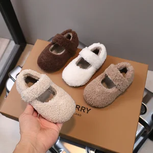 2026 Autumn Winter Korean Style Casual Shoes for Kids Plush Furry Cotton Comfortable for Baby Girls