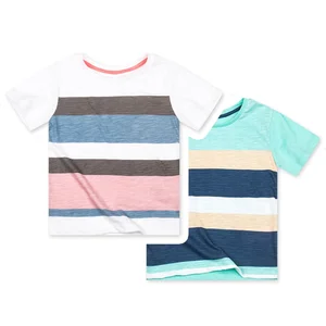 Customizable Summer New Design Striped Boys T-shirts Short Sleeve O-neck Casual Kids T-shirts