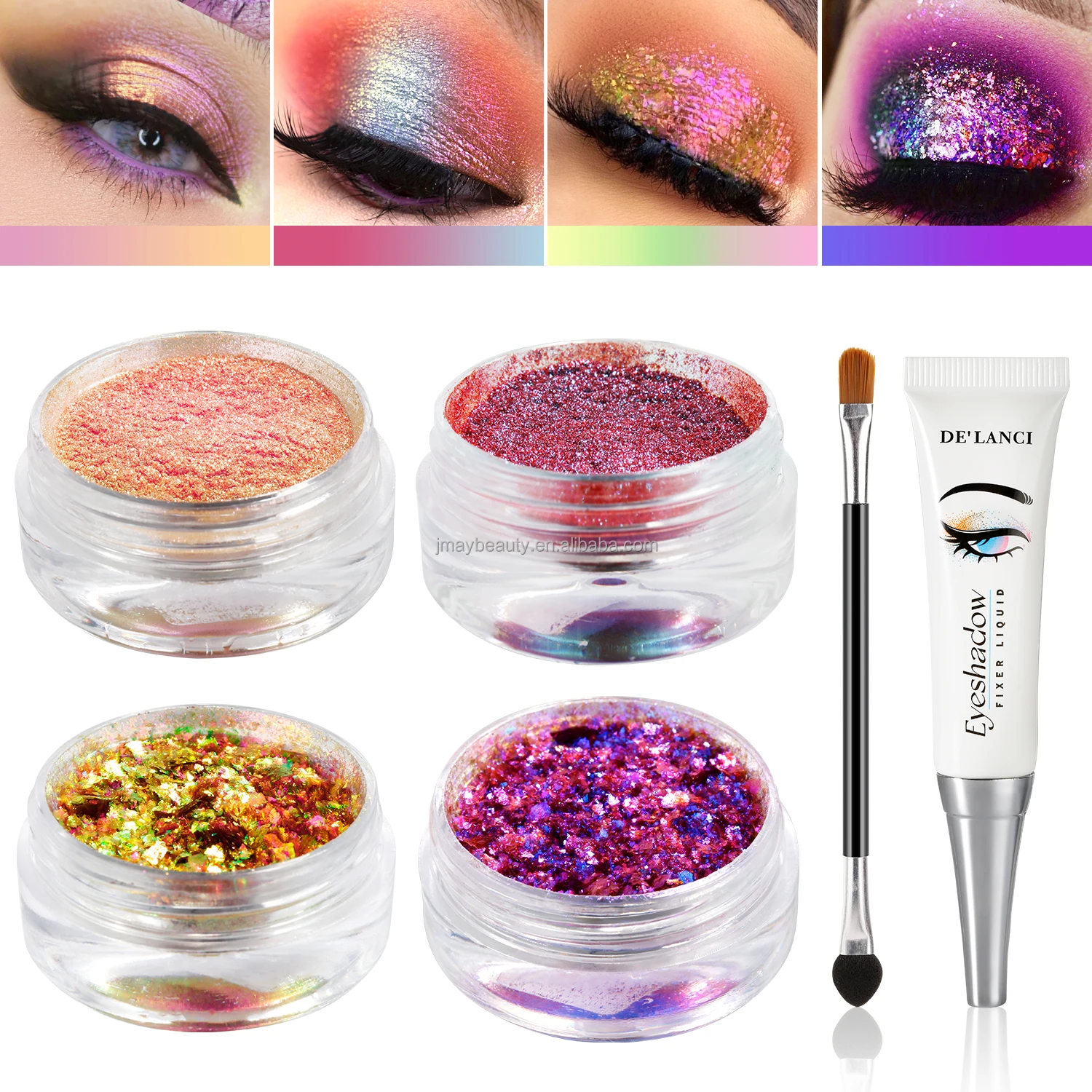 Glitter Holographic Eyeshadow for Blue Eyes DE'LANCI Chameleon Eye