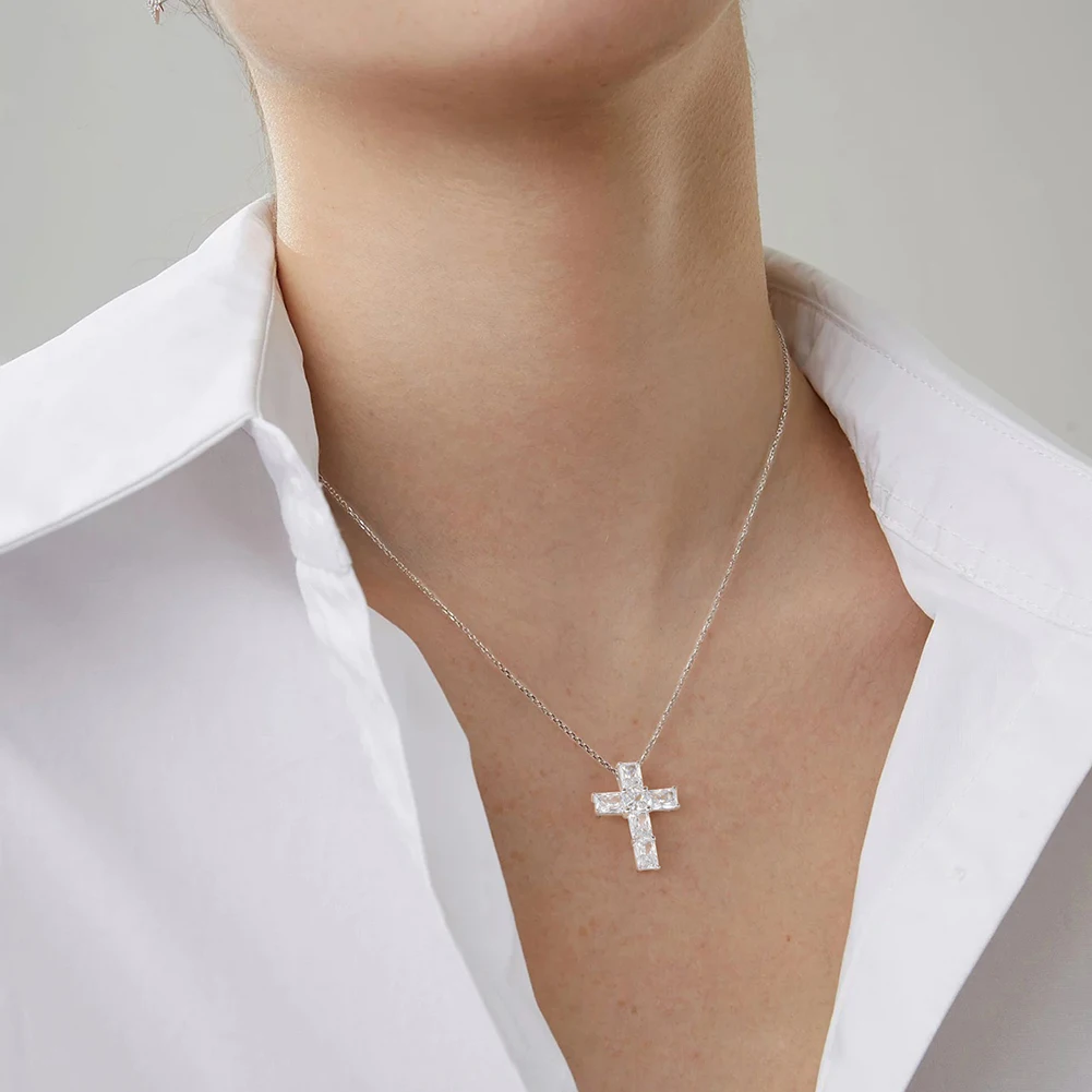 Womens Cross Necklace Sterling Silver - Custom CZ Pendants