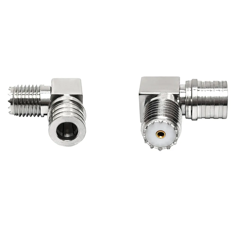 RF Connector for RF Applications Mini UHF Female Jack to QMA Male Plug Right Angle 90 Degrees Adapter