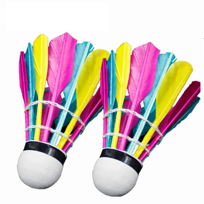 Milageto 3 Pieces of Feather Badminton Shuttlecocks Balls Colorful Children Children 