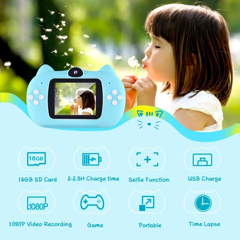 Модернизированная неповторимая цифровой фотокамеры для детей Цифровая камера HD 1080P видеомагнитофон 12MP видеорегистратор