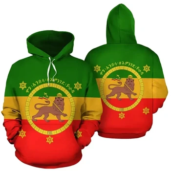 Ethiopia Lion Of Judah Flag Men Hoodie Pullover Sweatshirt Top Quality Fashion Hood Long Sleeve Polyester Hoodies Custom Hoodies