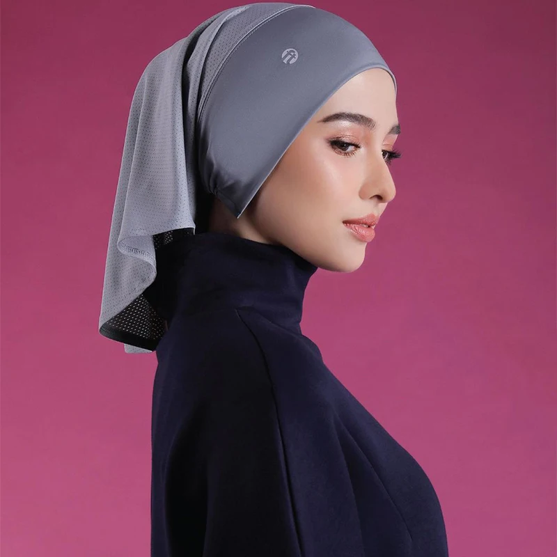 Latest Design Quick-Drying Ninja Sport Jersey Outside Stretch Tudung With Inner Mesh Fashionable Hijab With Logo Service