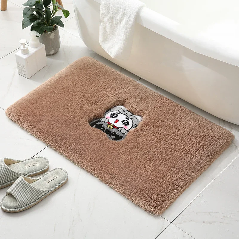  High-Quality Cat Fleece Door Thickened Floor Mat Carpet Simple Kitchen Toilet Door Mat Bathroom Anti-Slip Mat