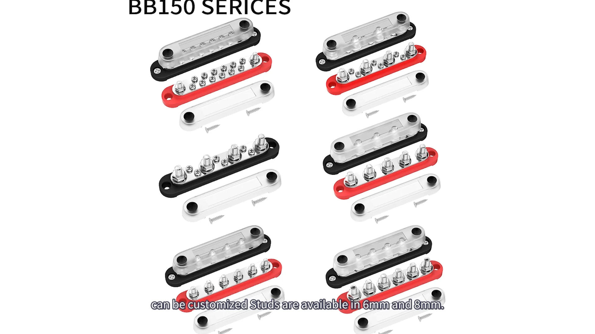 2pcs 12v 80a Battery Terminal Block Bus Bar M8 Studs Power Busbars