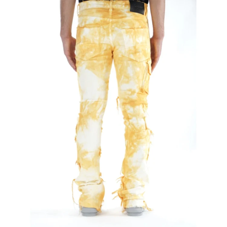 DiZNEW Custom Jeans Pants Tie Dye Distressed Slim Cargo Pants Wash Casual Zipper Plus Size Men's Jeans details