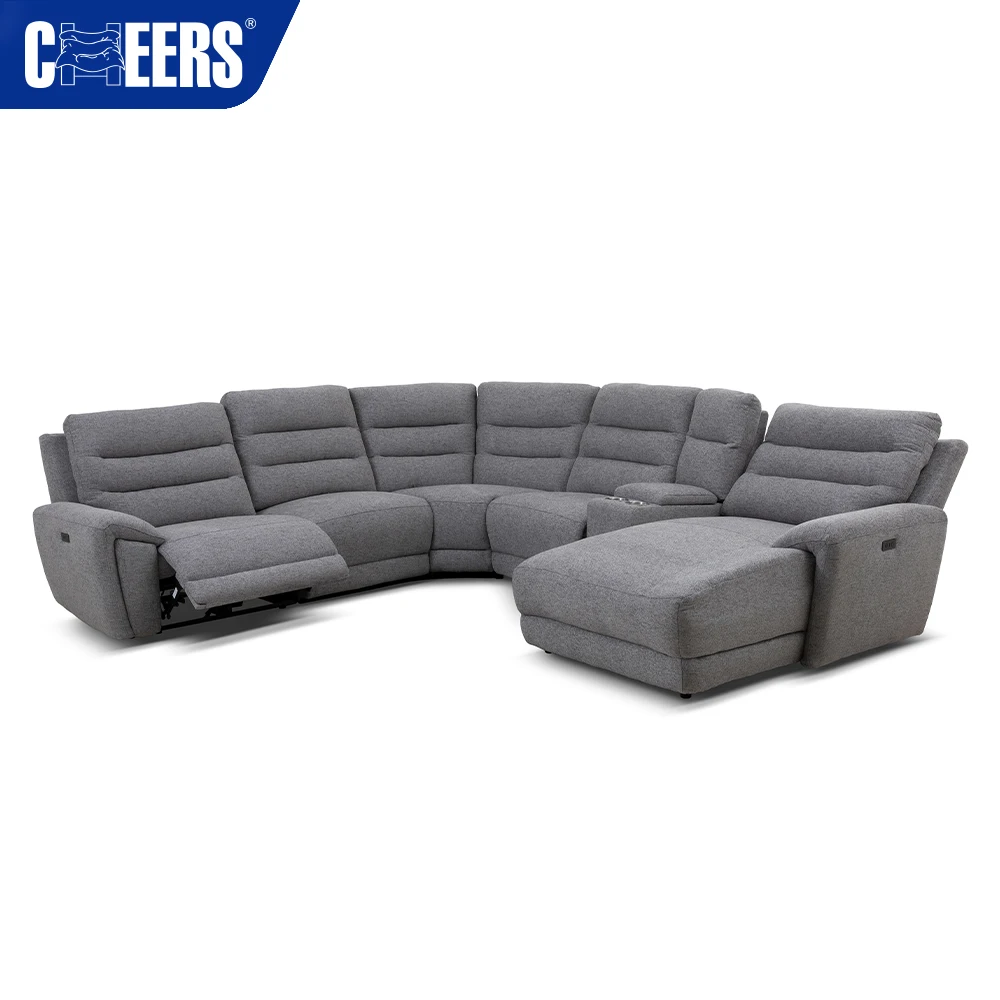 Luxury Power Corner Fabric Recliner Modern Furniture Curved Lounge