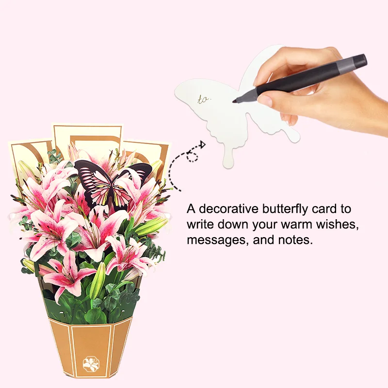 Life Sized Lily Bouquet Card Forever Flower Greeting Card With Note