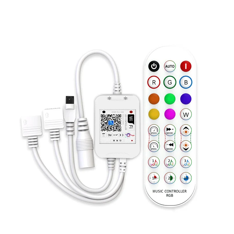 Google Assistant Home Amazon Alexa Double Load Output IR 24keys Voice Control Music RGB WiFi Controller for 5050 2835 Strips