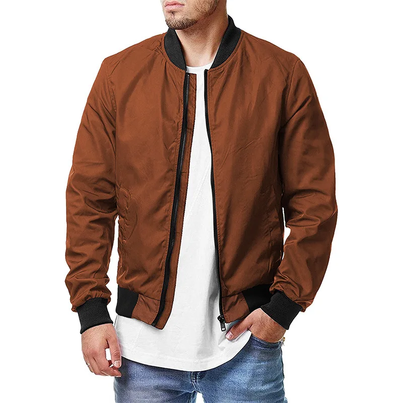 New Autumn Men's High Quality Bomber Zipper Jacket Plus Size Solid Color Streetwear Slim Fit Running Jackets_voghion.com