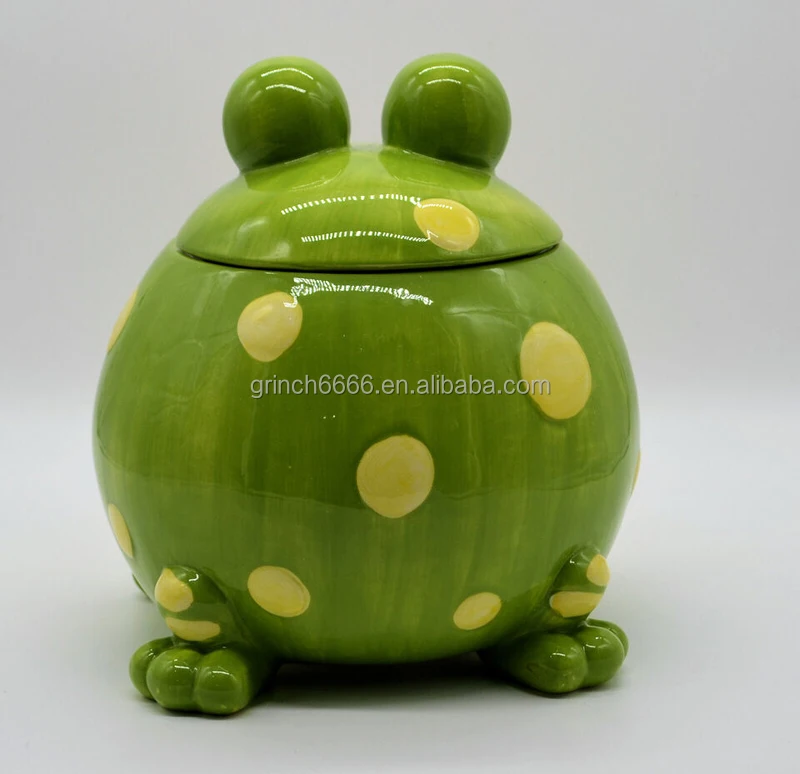 Ceramic Frog Cookie Jar Modern Gift White Ceramic Cookie Storage Jar