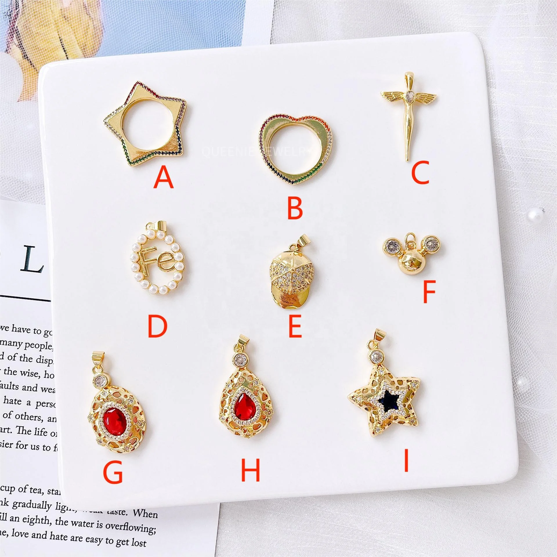 Friendship Charm Boy And Girl Shaped Charm 18k Gold Plating Cz Pave And