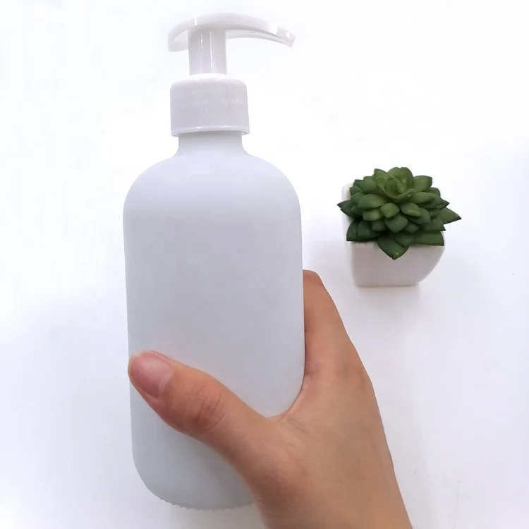 hot selling Boston round bath wash dispenser 350ml 12oz 500ml 16oz 250ml 8oz matte white liquid soap glass bottle with pump tops