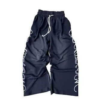 Wide Pants Custom printing flairs jogging loose  cargo baggy man rhinestone track oversized wide leg double waist sweatpants men