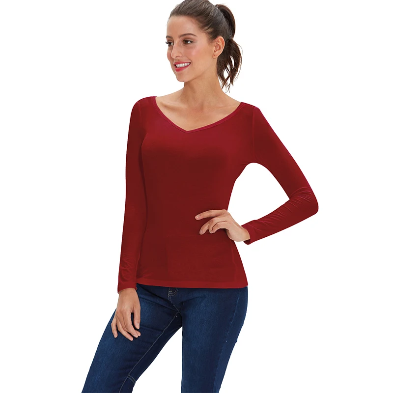 V-neck Long Sleeve Modal Spandex Women 