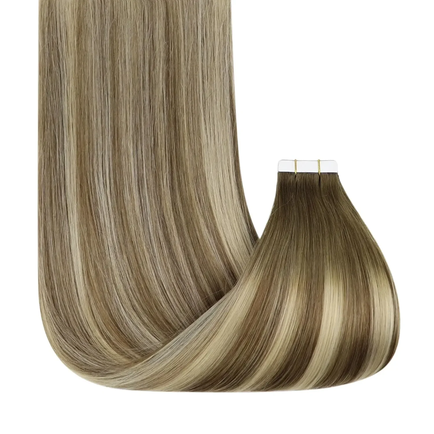 Laavoo Remy Tape in Hair Extensions 100% Real Brazilian Hair Straight Natural PU Skin Weft Tape in Hair 20Pcs_voghion.com