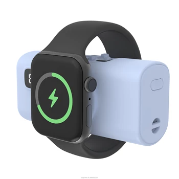 2025 Portable 5000mAh Power Bank MINI Design IWatch Wireless Charging Support Double Smart Phone Charging Holder Simultaneously