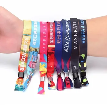 Disposable Identity Recognition Woven Polyester Fabric Wristband Colorful Admission Wristband Concert Tickets Promotional