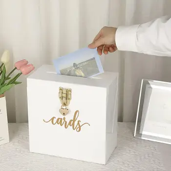 acrylic white wedding box gift case