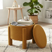 2026 High Quality Modern Custom Round Circular Storage Ottoman Footstool Velvet Ottoman