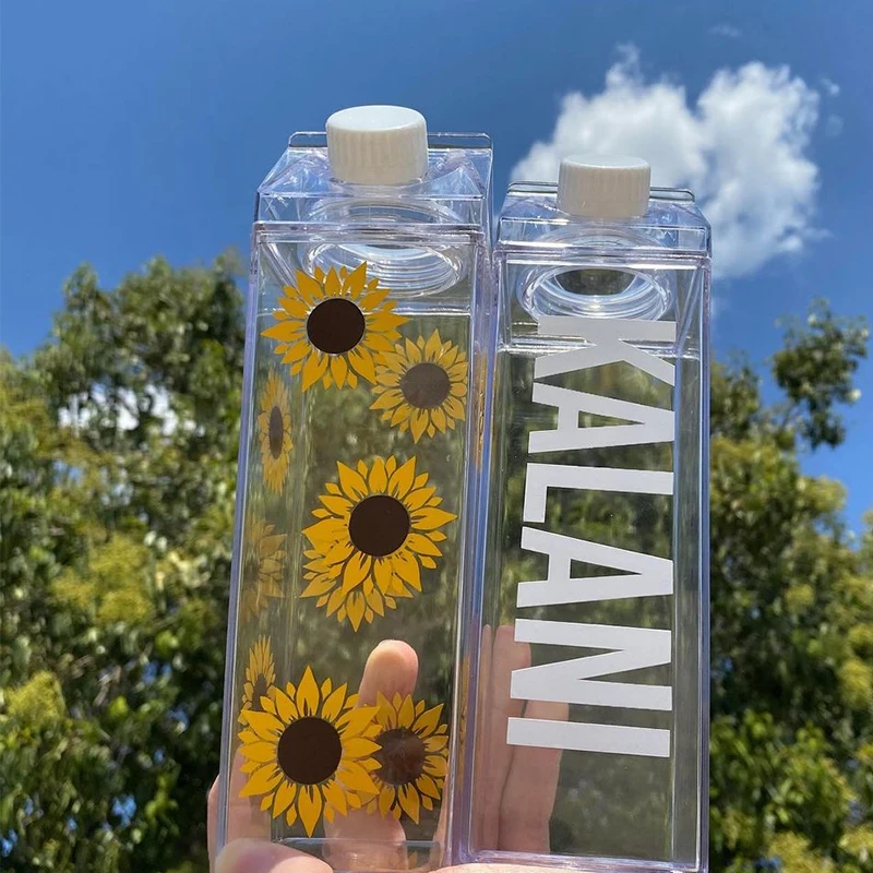 NEW Design PBA FREE Plastic Blank square Water Bottle clear Milk Carton 1000ml clear square Plastic Water Bottle