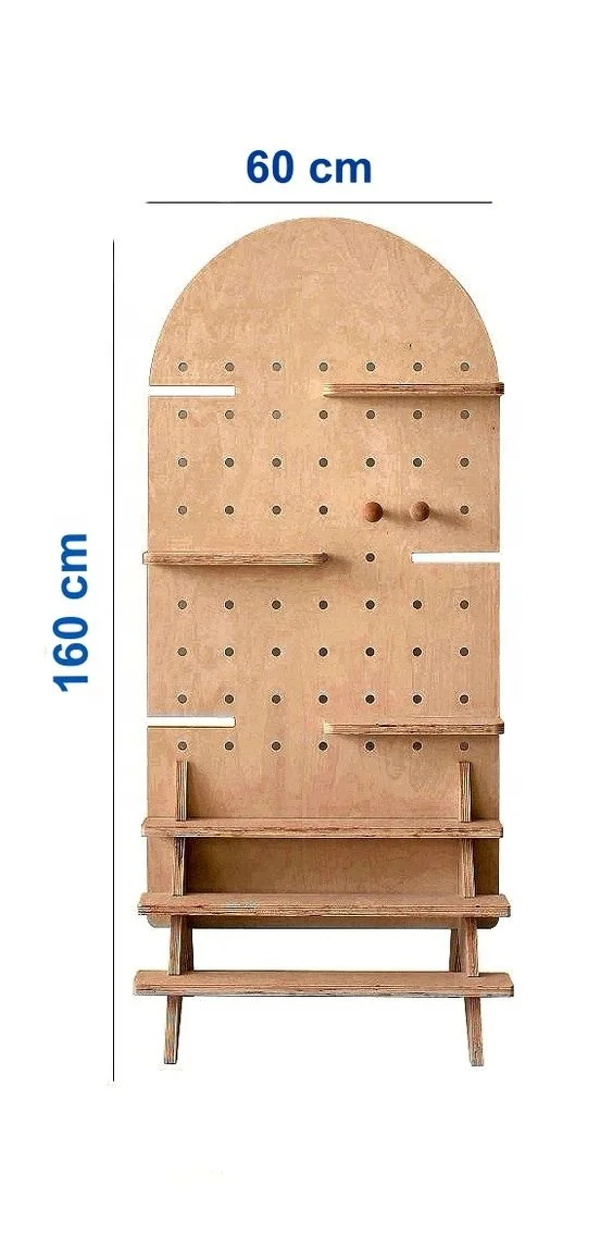 Bevis Customized Wooden Display Rack Pet Toy Treats Display Stand Pegboard With Hook  for Cat Dog Shop Store