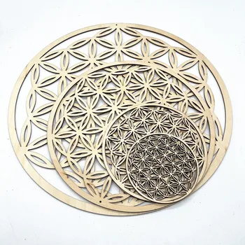 laser cut flower of life sacred geometry wall wood hanging