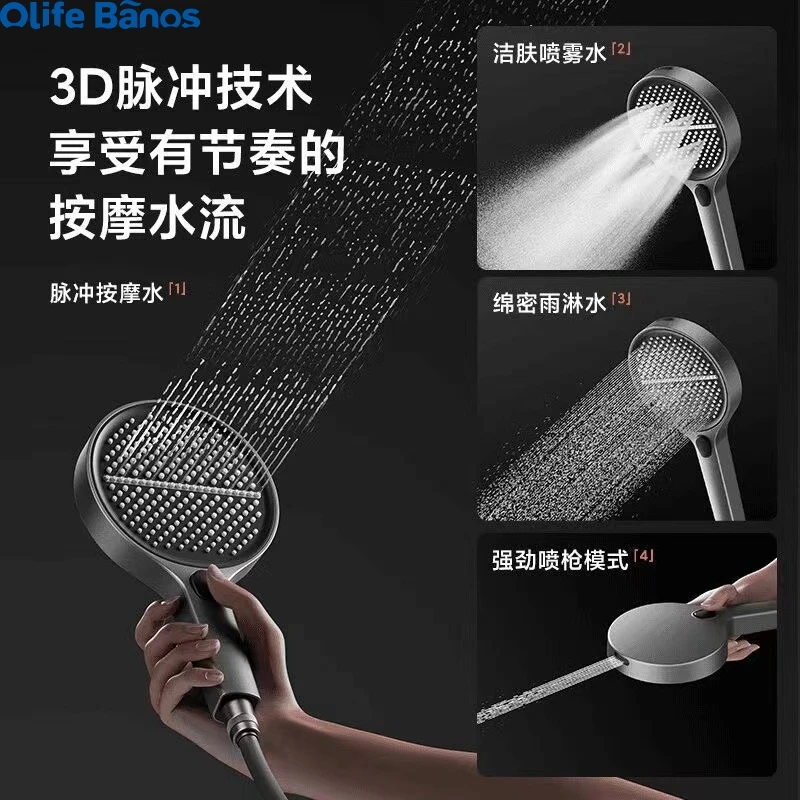 Round Waterfall Shower Head Piano Key Brass Bathroom Digital Display Thermostatic Faucet Set 4 Functions Tap Shower System Set supplier