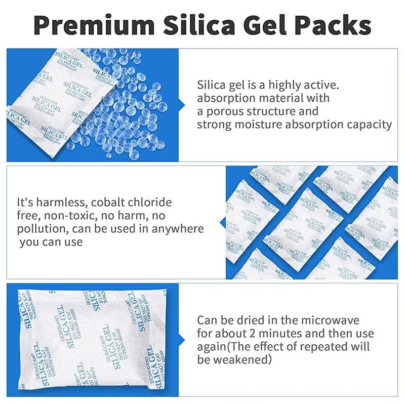 Silica Gel Packets Food Grade Storage Canister Bead Bag 0.5g 1g 2g 5g