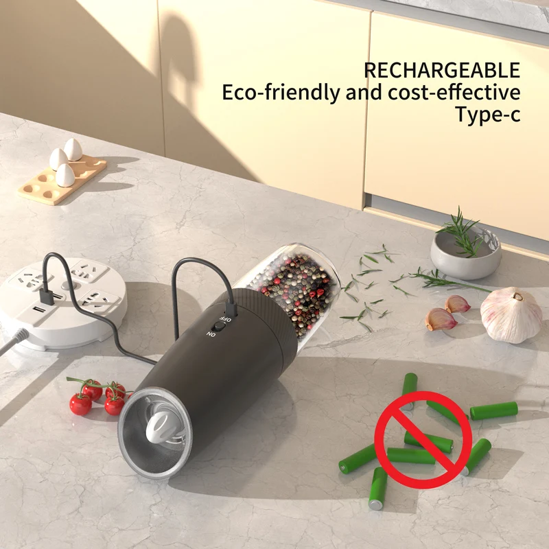 2024 Biggest Capacity 270ML Salt and Pepper Grinder Charging Gravity Electric Pepper Mill Set