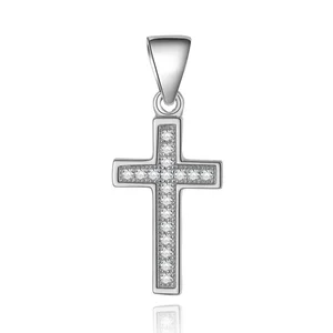 POLIVA Fashion Jewelry 925 Sterling Silver Gold Plated Aaa Cubic Zirconia White Gold Cross Pendant Gift