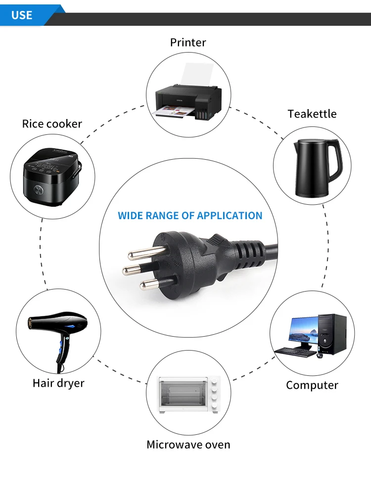 thai ac power cord with iec thailand standard ac power cord plug wire cable tisi -4
