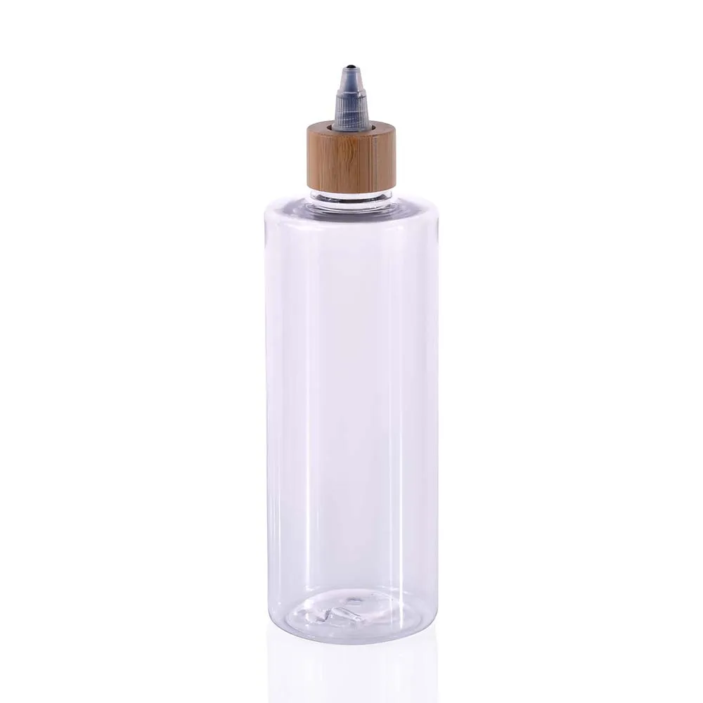 Free Samples 60ml 120ml 150ml 250ml Clear Amber Squeeze Plastic Paint Ink Hair Oil Applicator Bottle with Bamboo Twist Top Cap