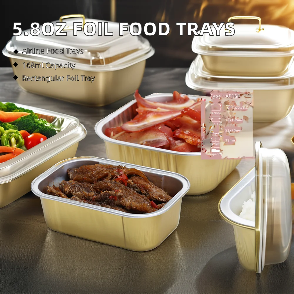product c580 680ml microwave baking aluminium foil container disposable base food grade aluminum takeout food package lunch box with lid-9