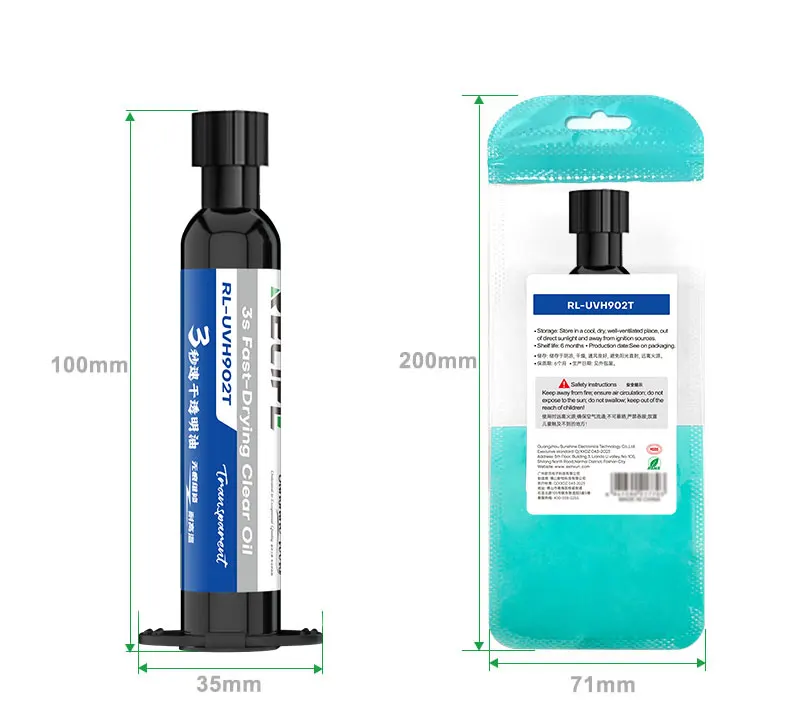 RELIFE RL-UVH902T 3S Fast Curing Transparent Solder Mask Oil UV Curable High Temp Resistant Oil for Phone Jump Wire Repair