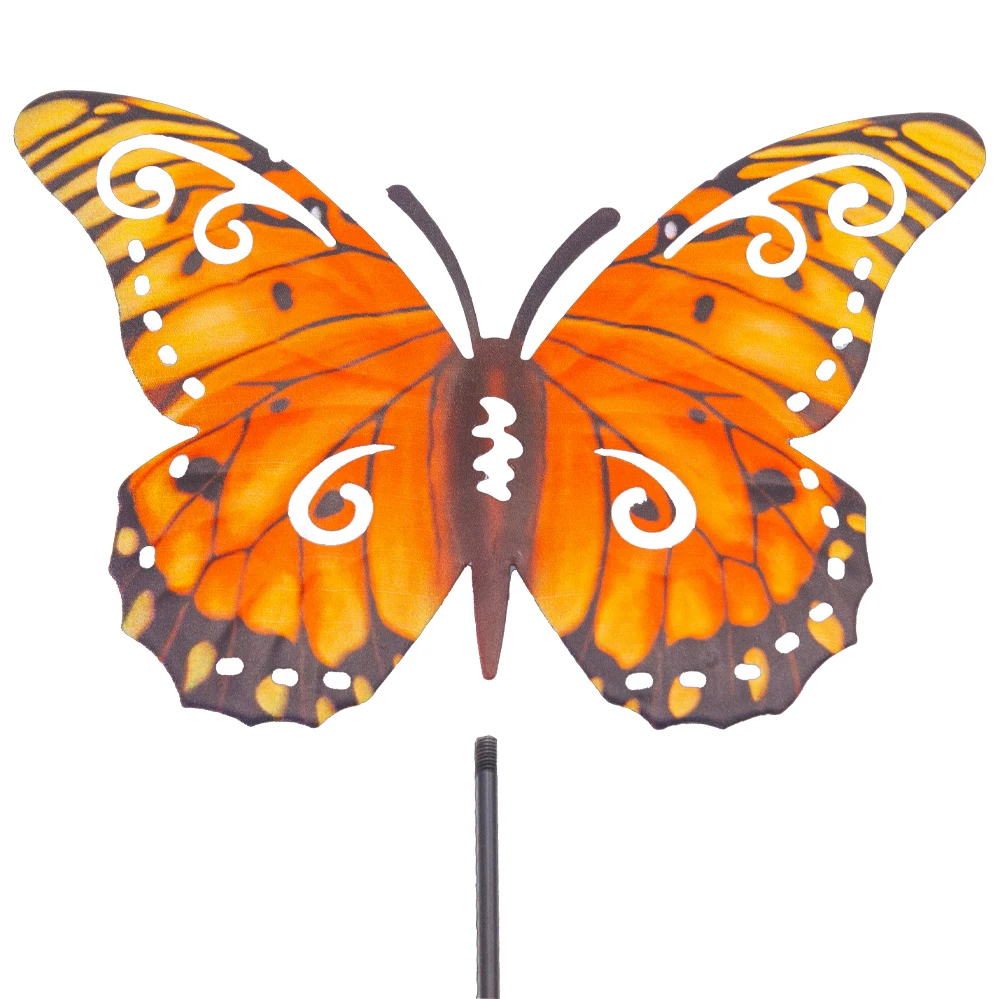 Orange Butterfly  Spring Yard Sign  Plant Stake Lawn Art Patio Metal  Stakes Outdoor 