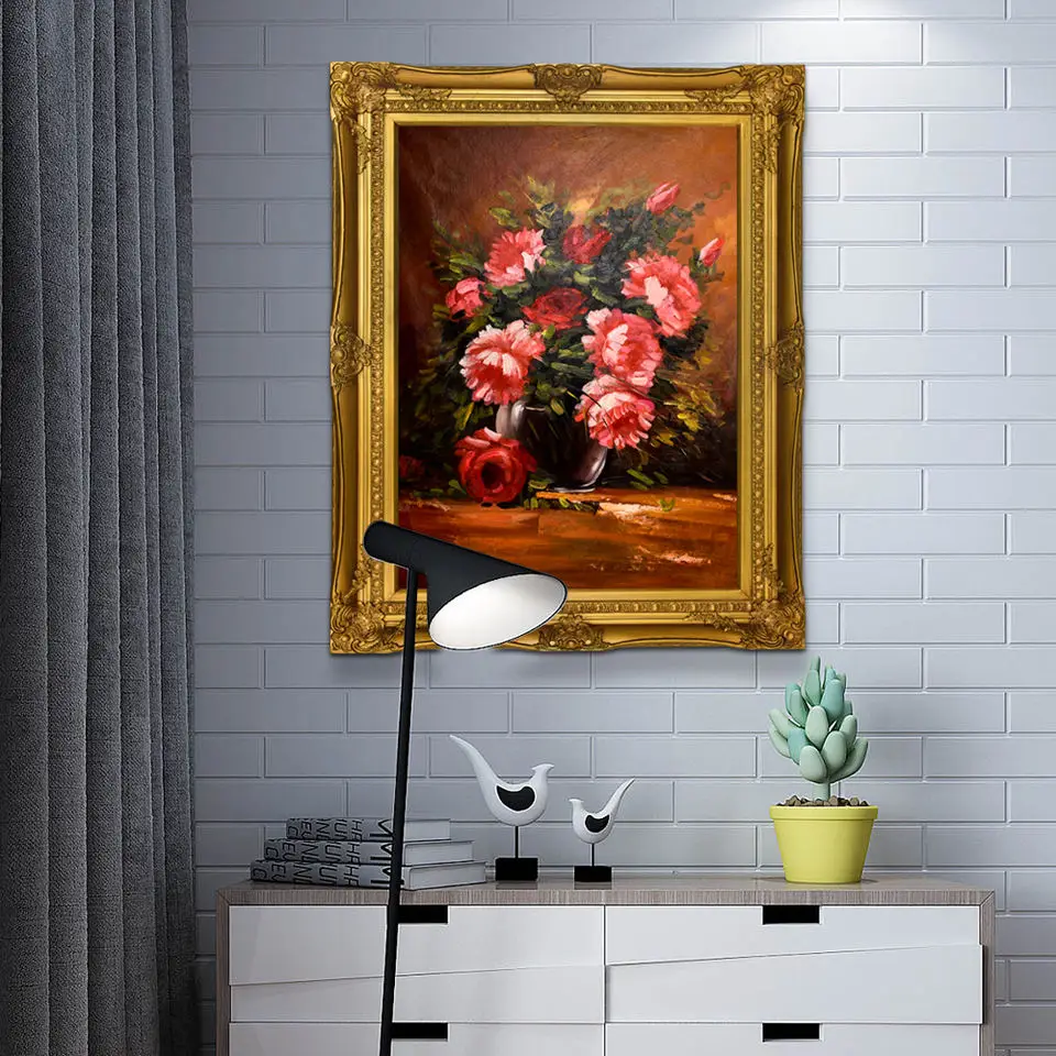 サイズ プリティピクチャービッグサイズラージレッドローズモダンデコレーションフラワー手描き油絵 Buy Modern Decoration