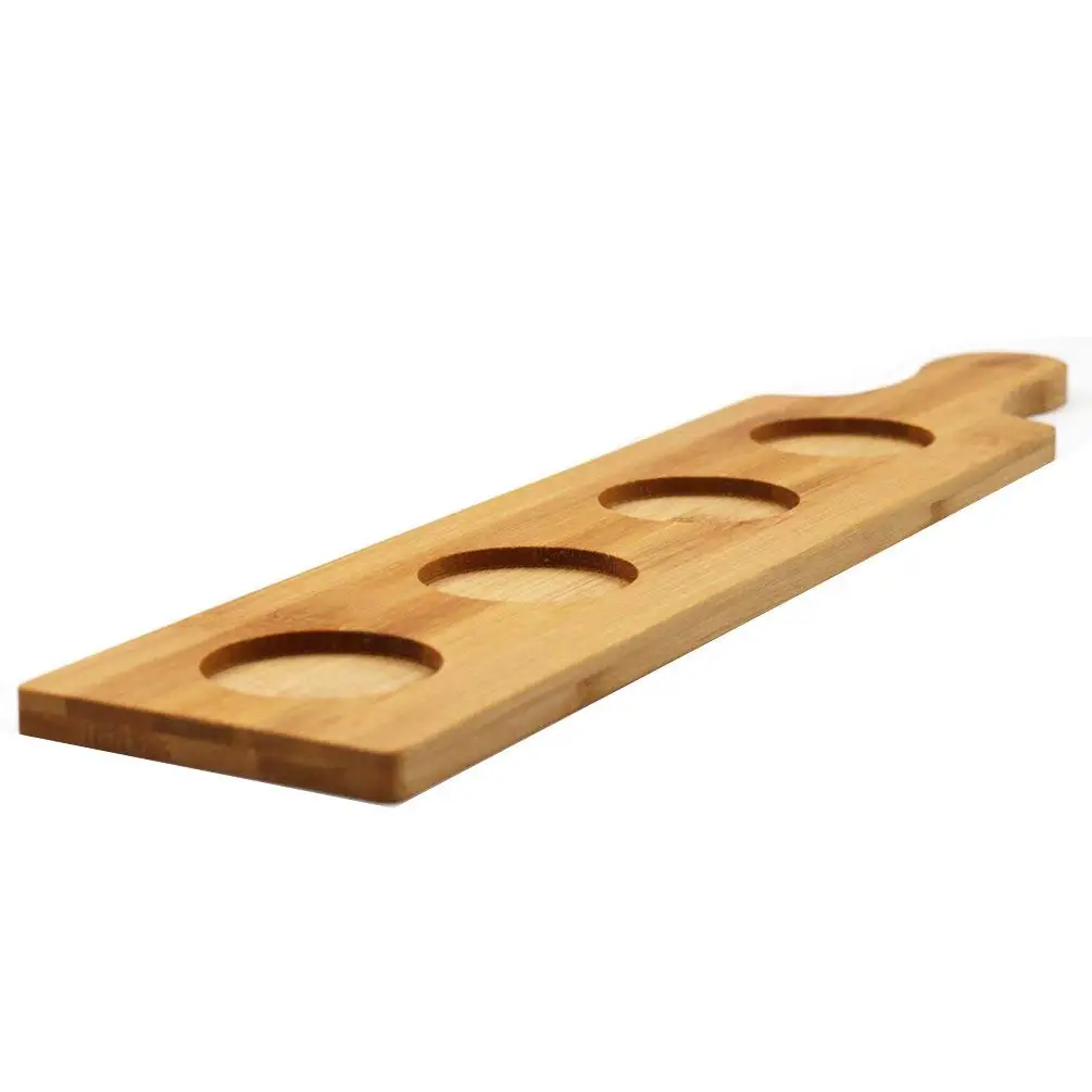 Bamboo Beer Tasting Flight Wine Glasses Serving Paddles Shot Glass Display