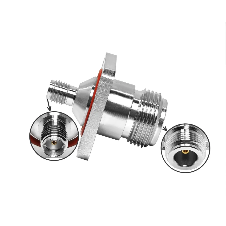 Factory N Type Female to SMA Female 4-Hole Flange Mount Adapter Panel Mounting Rf Coaxial Connector Coax Adaptor in Stock