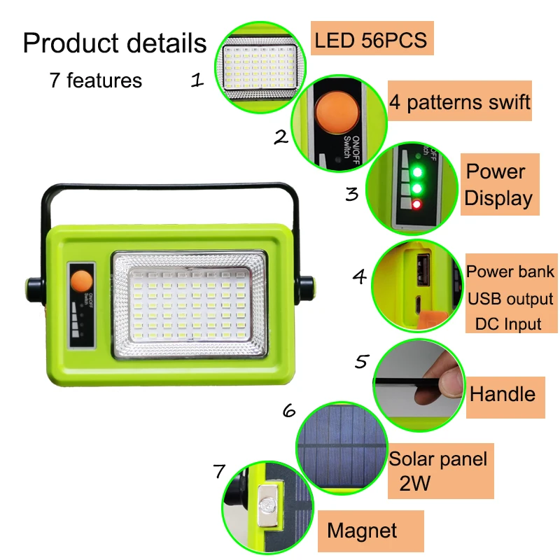 Waterproof Outdoor LED  portable Solar Camping Lantern light Rechargeable  for Emergency USB  mini  solar home system