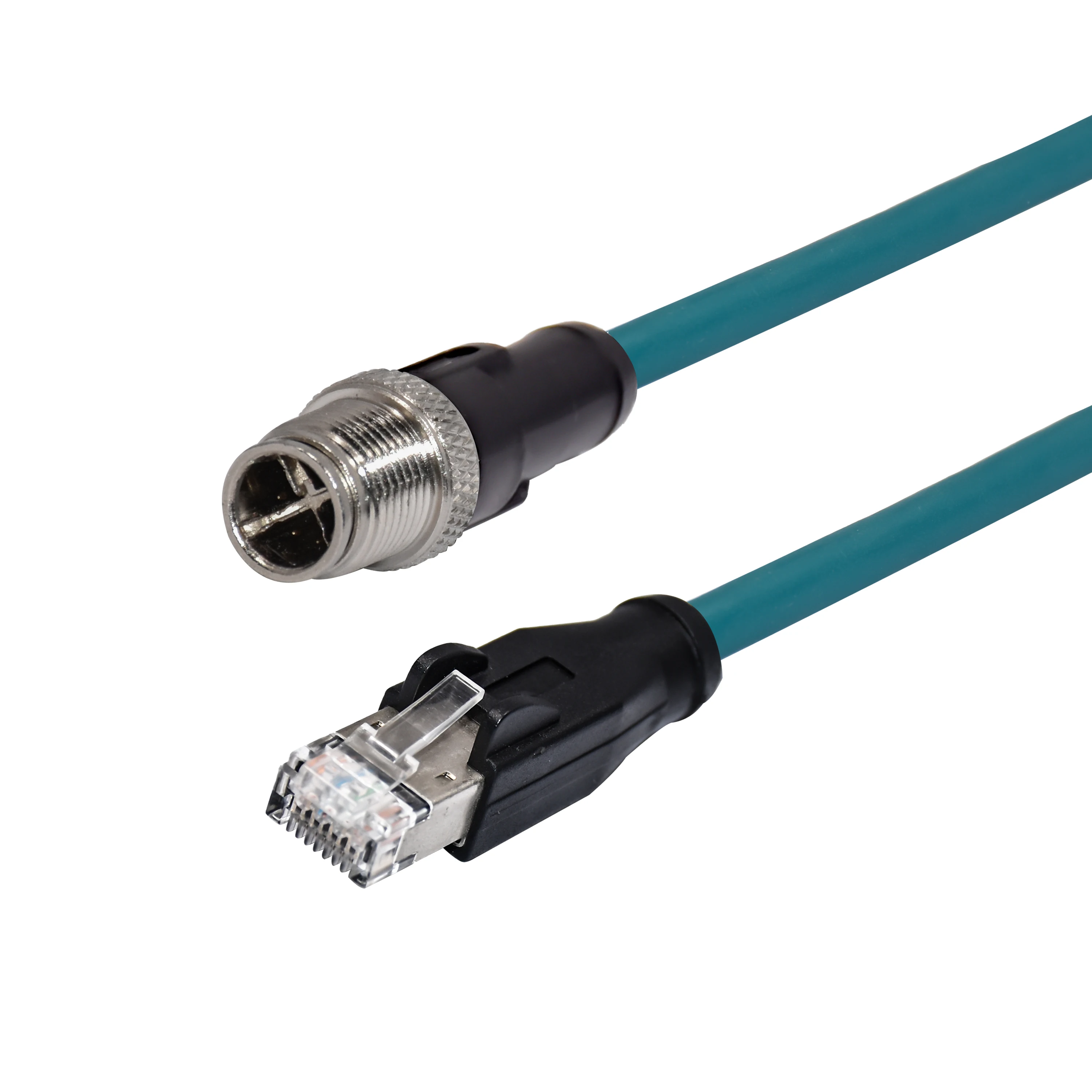 M12 X Code 8 Pin Male Waterproof Connector to RJ45 Ethernet Cable Shielded Cat 6 Industrial Camera Vision Sensor Plug Patch Cord