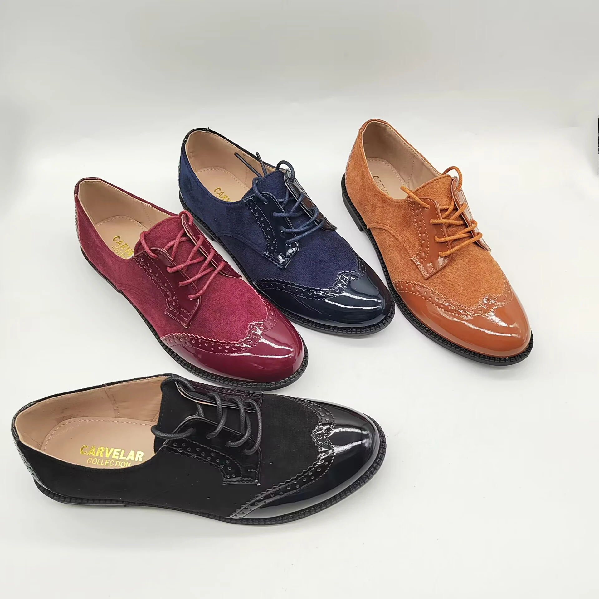Ladies High Quality Boyfriend Women Flat Platform Lace up Dress Casual  Ladies Shoes ,green Color