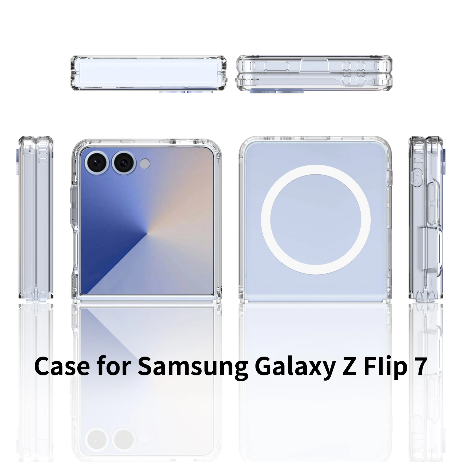 product shockproof scratch resistant transparent protective cover wireless charging clear magnetic case for samsung galaxy z flip7-4