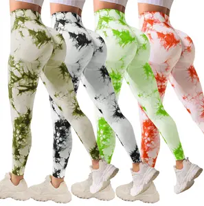 Custom Logo Women Tie Dye Fitness Pants Movement Seamless Sports Workout Yoga Pants Hip Yoga Leggings for Women